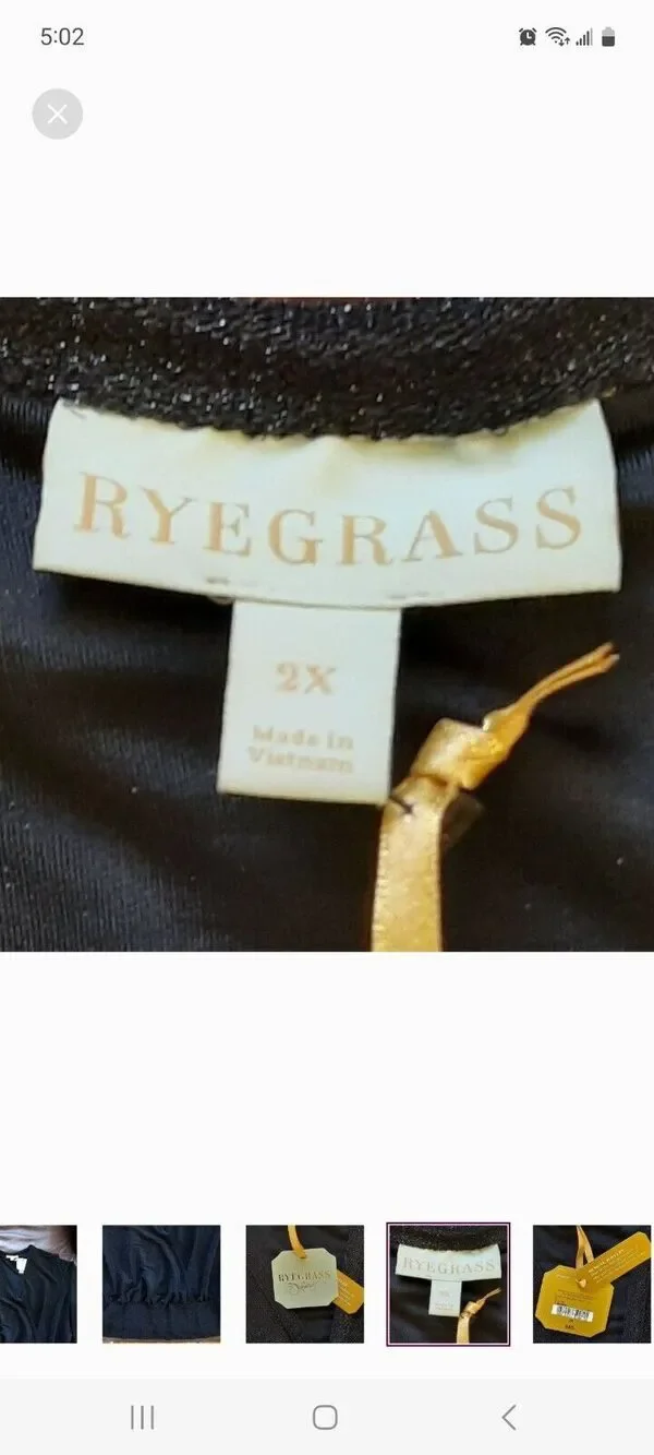 Ryegrass Plus Size 2X Shimmery Long Sleeve Faux Wrap Blouse Top Black NWT